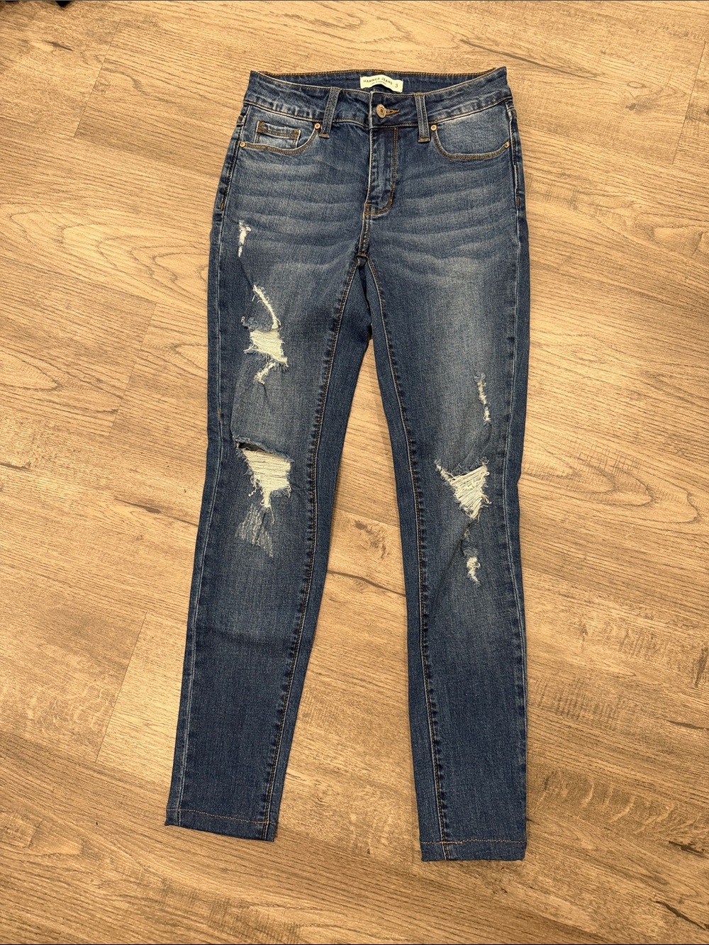 Slim Fit Distressed Dark Wash Skinny Jeans